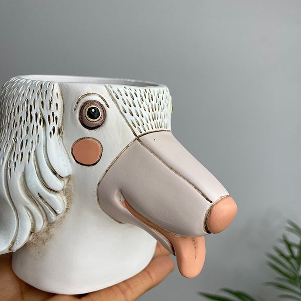 Baby Dog Planter Pot White