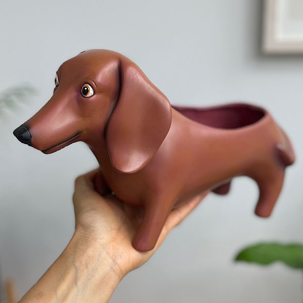 Oscar Dachshund Dog Planter