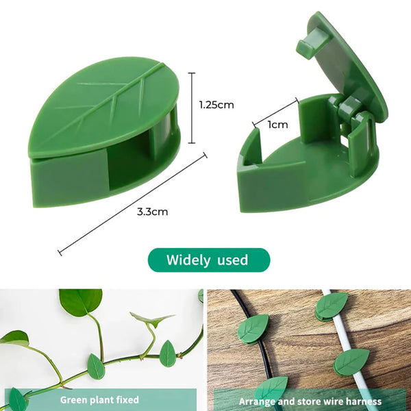 6x Leaf Wall Clips Green