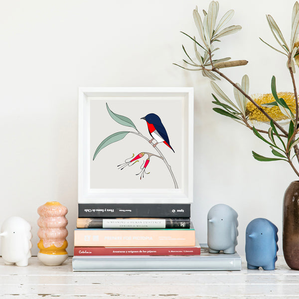 Mistletoe and Mistletoebird Framed Art Print by Eggpicnic