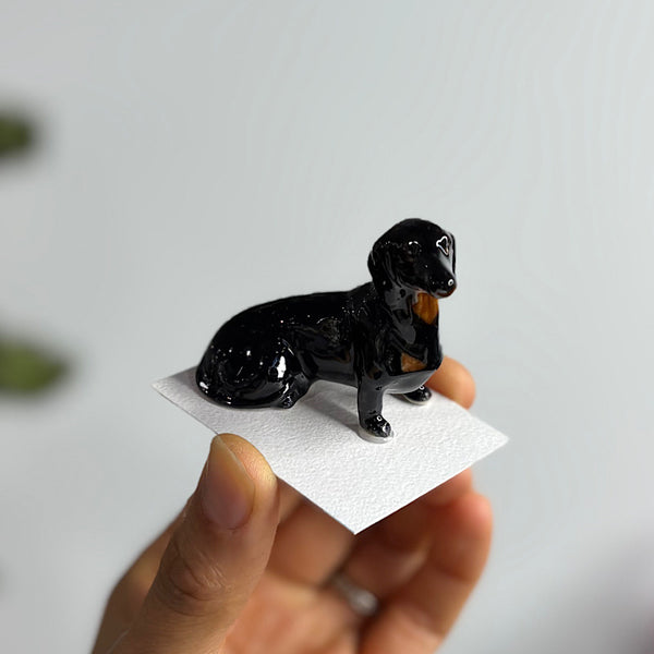 Black and Tan Dachshund Dog Figurine