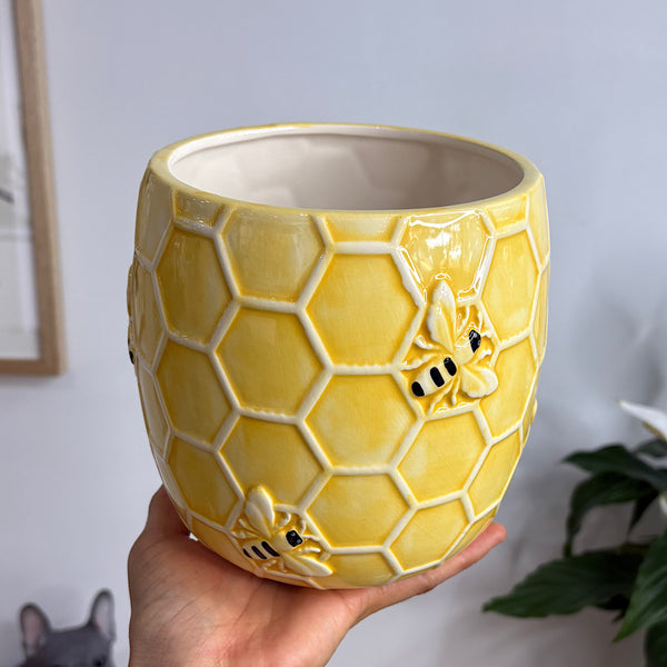 Beehive Planter Pot Yellow 15cm
