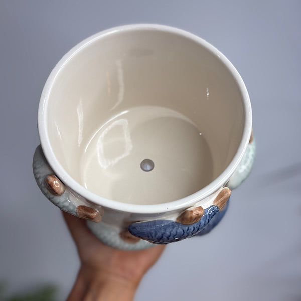 School of Fish Planter Pot Blue 15cm