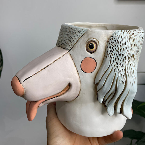 Dog Planter Pot White