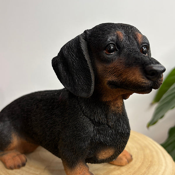 Dachshund Sitting Figurine Black & Tan