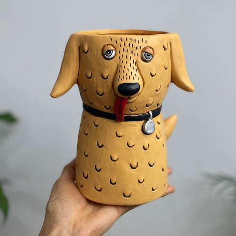 Tall Goldie Dog Planter 18cm