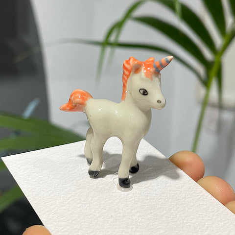 Unicorn Figurine White/Orange