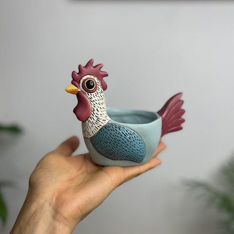 Baby Rooster Planter Light Blue