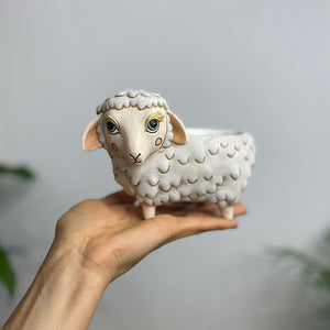 Baby White Sheep Planter 11cm