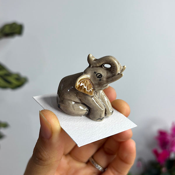 Elephant Trunk Up Figurine Small