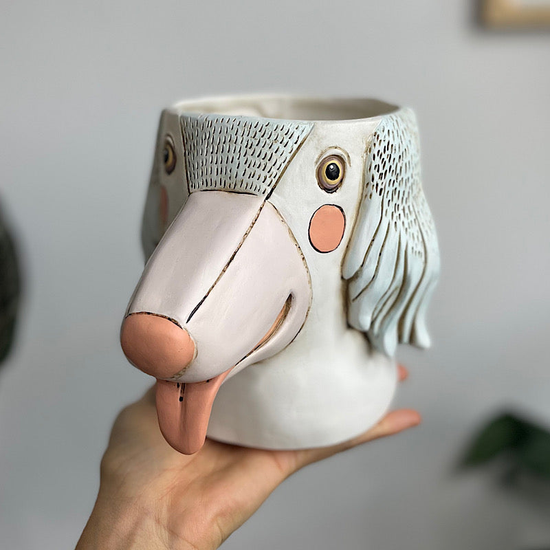 Dog Planter Pot White