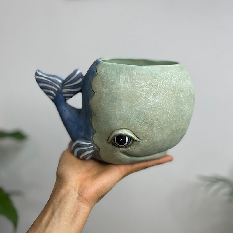 Whale Planter Pot Blue