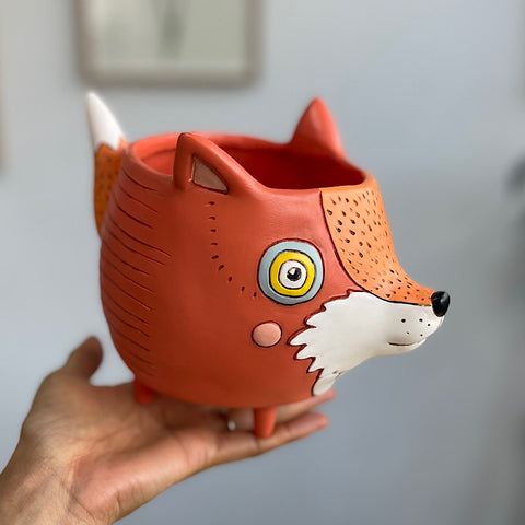 Orange Fox Planter 20cm