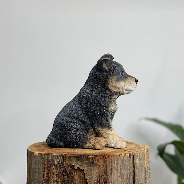 Blue Heeler Puppy Sitting Figurine
