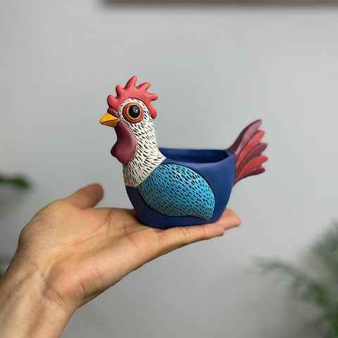 Baby Rooster Planter Blue