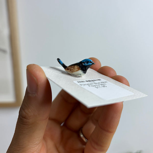 Porcelain Blue Wren Figurine Mini