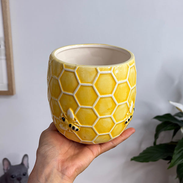 Beehive Planter Pot Yellow 13cm