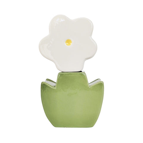 Alice Flower Double Vase White & Green 24cm
