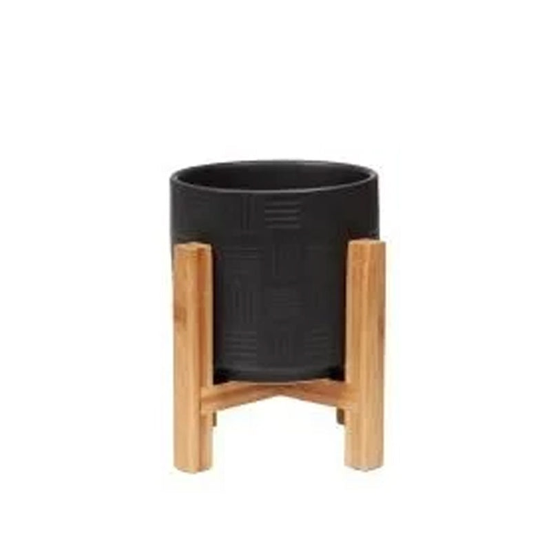 Antha Pot Small With Stand Black 15cm