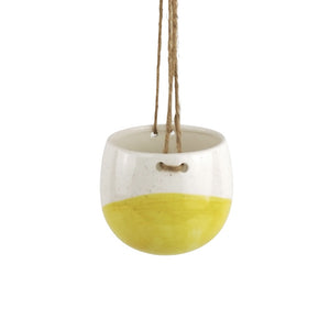 Avery Dot Hanging Pot White/ Yellow 11cm