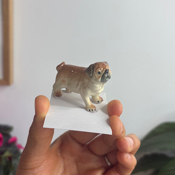 Pug Standing Porcelain Figurine Small