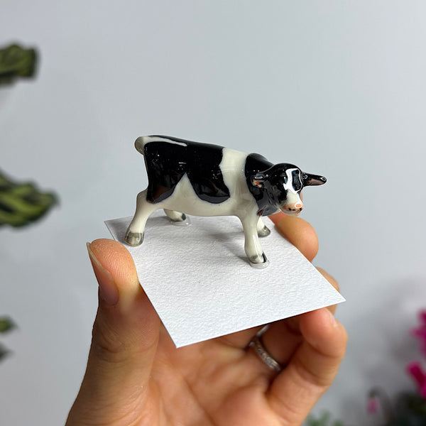 Black/White Standing Cow Figurine