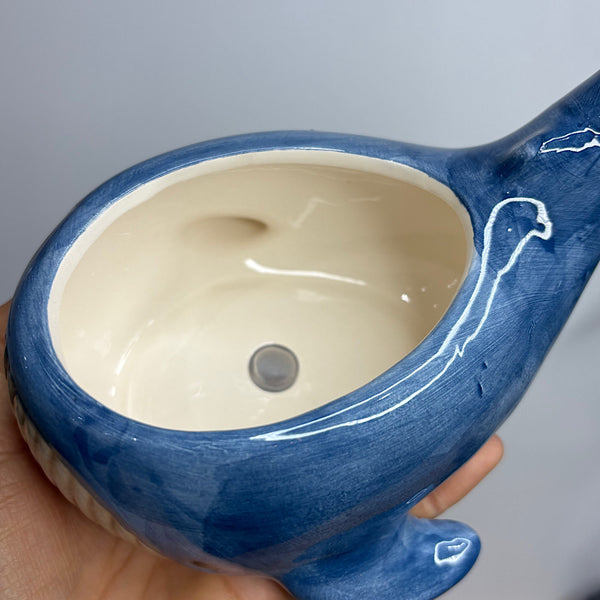 Reef Whale Planter Blue 13cm