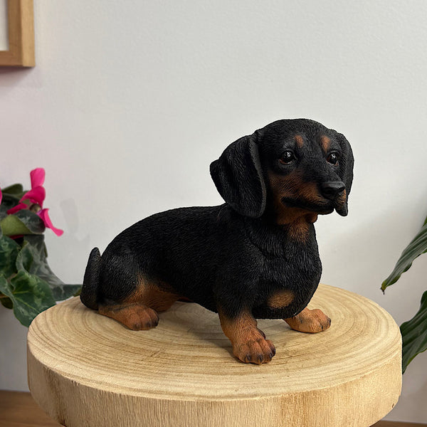 Dachshund Sitting Figurine Black & Tan