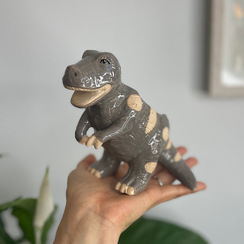 Dinosaur T-Rex Planter Pot Grey 13cm