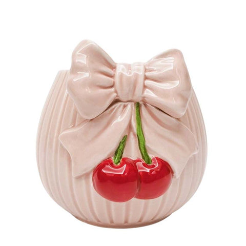 Cherry Bow Planter Pink & Red 15cm
