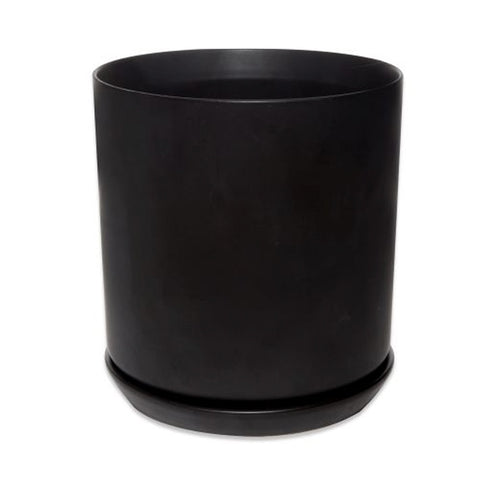 Cylinder Pot with Saucer X-Large Black 22cm