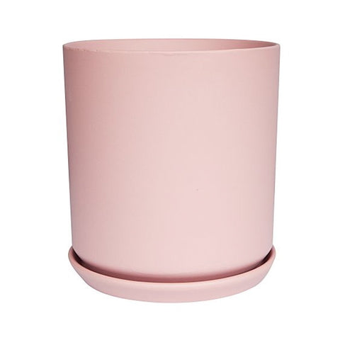 Cylinder Pot with Saucer X-Large Blush Pink 22cm