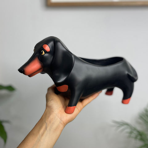 Otis Dachshund Dog Planter Pot