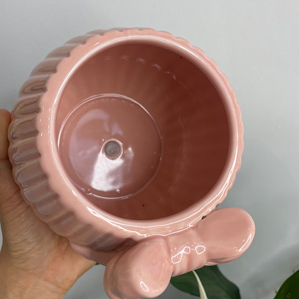 Cherry Bow Planter Pink & Red 15cm