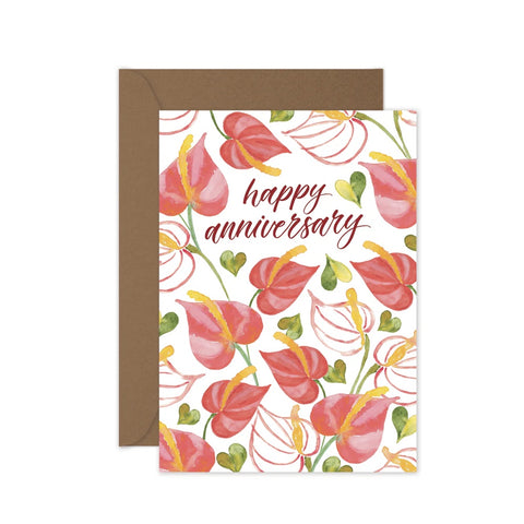 Happy Anniversary Anthurium Greeting Card