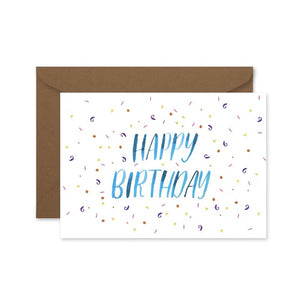 Happy Birthday Confetti Blue Greeting Card