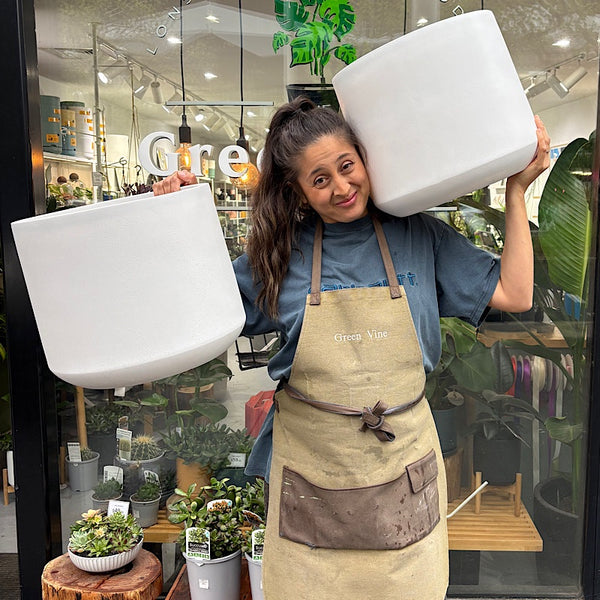 2x Modstone  Cylinder Pots White 34cm