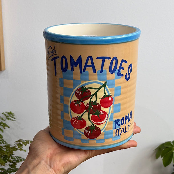 Fresh Tomatoes Can Planter Pot Cream 16cm