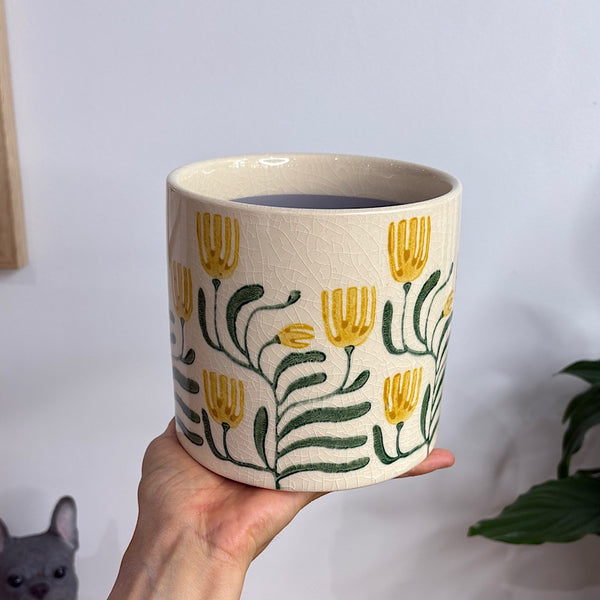 Pilbra Medium Pot Green & Yellow 14cm