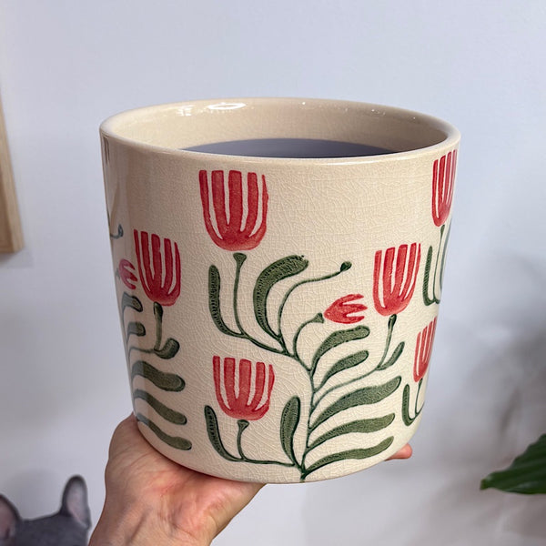 Pilbra Large Pot Green & Red 17cm