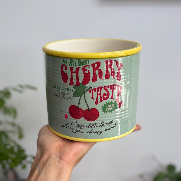 Cherry Taste Can Planter Pot Sage 14cm