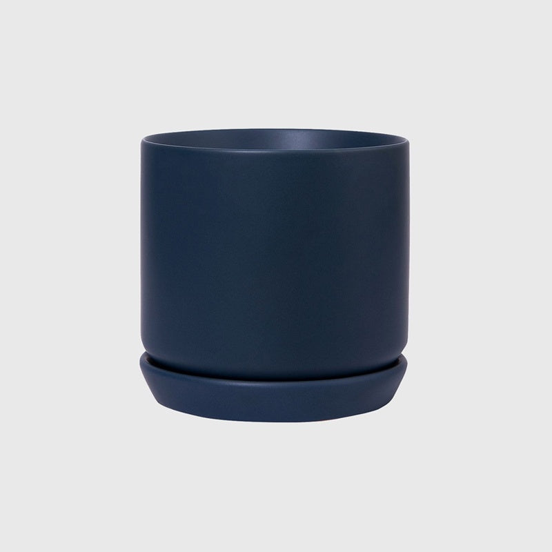 Cylinder Pot with Saucer Medium Dark Blue 15cm