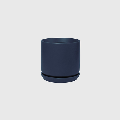 Cylinder Pot with Saucer Mini Dark Blue 8cm