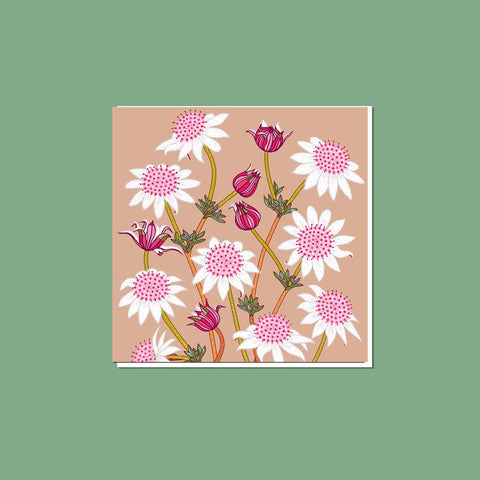 Pink Flannel Flowers Greeting Card
