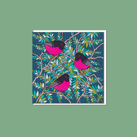 Pink Robins Greeting Card