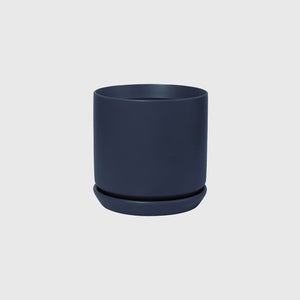 Cylinder Pot with Saucer Small Dark Blue 12cm