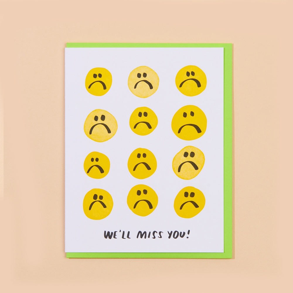 We'll Miss You Letterpress Greeting Card