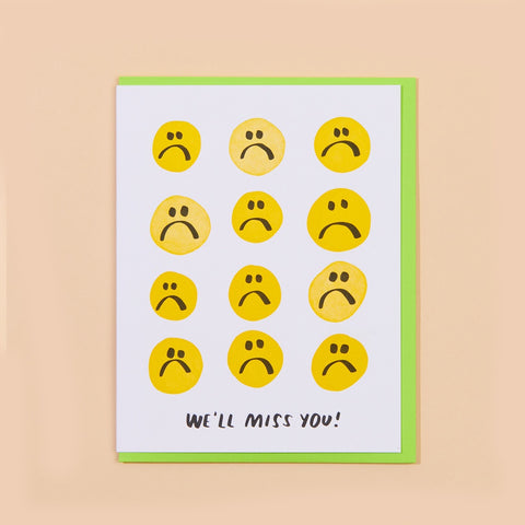 We'll Miss You Letterpress Greeting Card