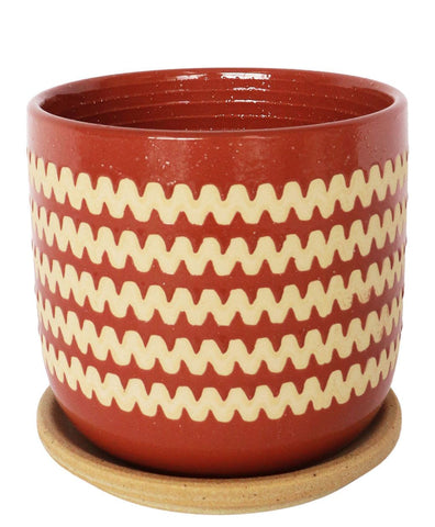 Onyx Planter Pot with Saucer Berry 15cm
