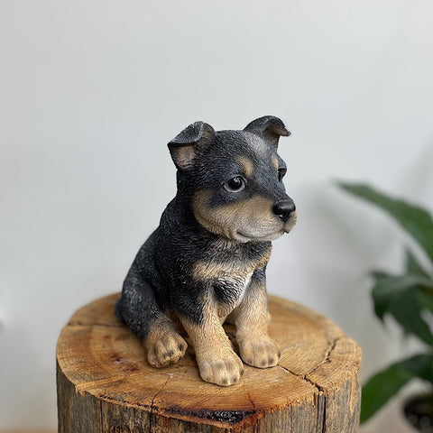 Blue Heeler Puppy Sitting Figurine